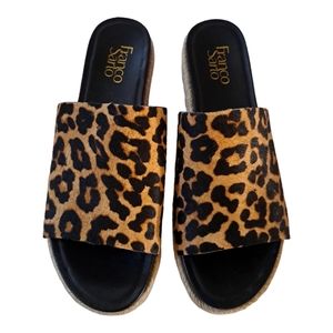 Franco Sarto leopard slides.